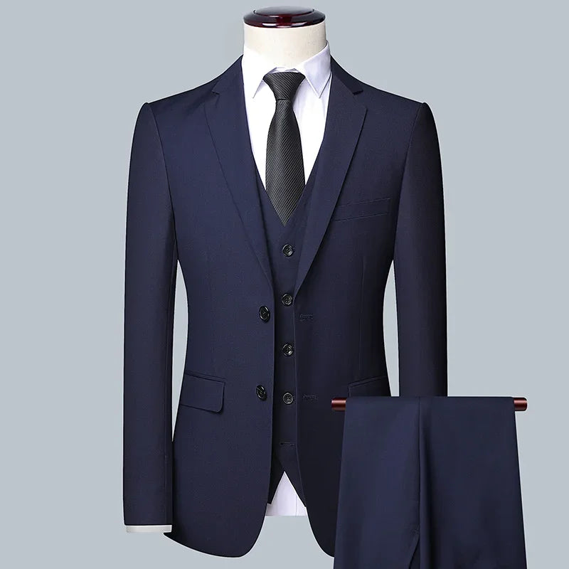 Men's Solid Color Business Suit 2025 High Quality Fashion Banquet Wedding Trend Groom Best Man Single 3/2/1