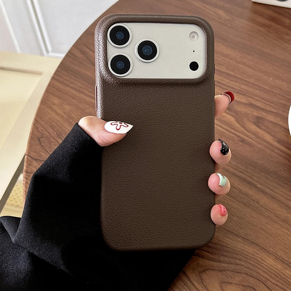 Luxury Leather Texture Phone Case For iPhone 18 17 Pro Max 17 Air 16 Plus 15 14 13 12 11 Pro Max Shockproof Soft TPU Cover Shell