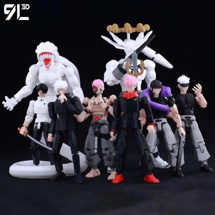 9L3D Printed Anime Jujutsu Kaisen Sukuna Yuji Yuta Satoru Gojo Lucky Dummy 13 Movable Shapeshift Action Figures Mannequin Toys