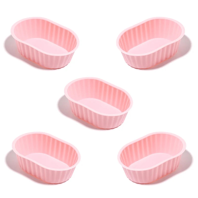5PCS Reusable Oval Silicone Muffin Cups Non-Stick Cake Mold  Baking Mould for Air Fryer Oven DIY Brownie Pastry Bakeware