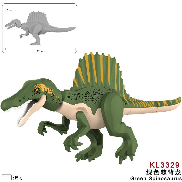 Jurassic Dinosaurs Spinosaurus Brick Figure Multiple Color Versions Articulated Limbs Collectible Dinosaur Toy Educational Toy