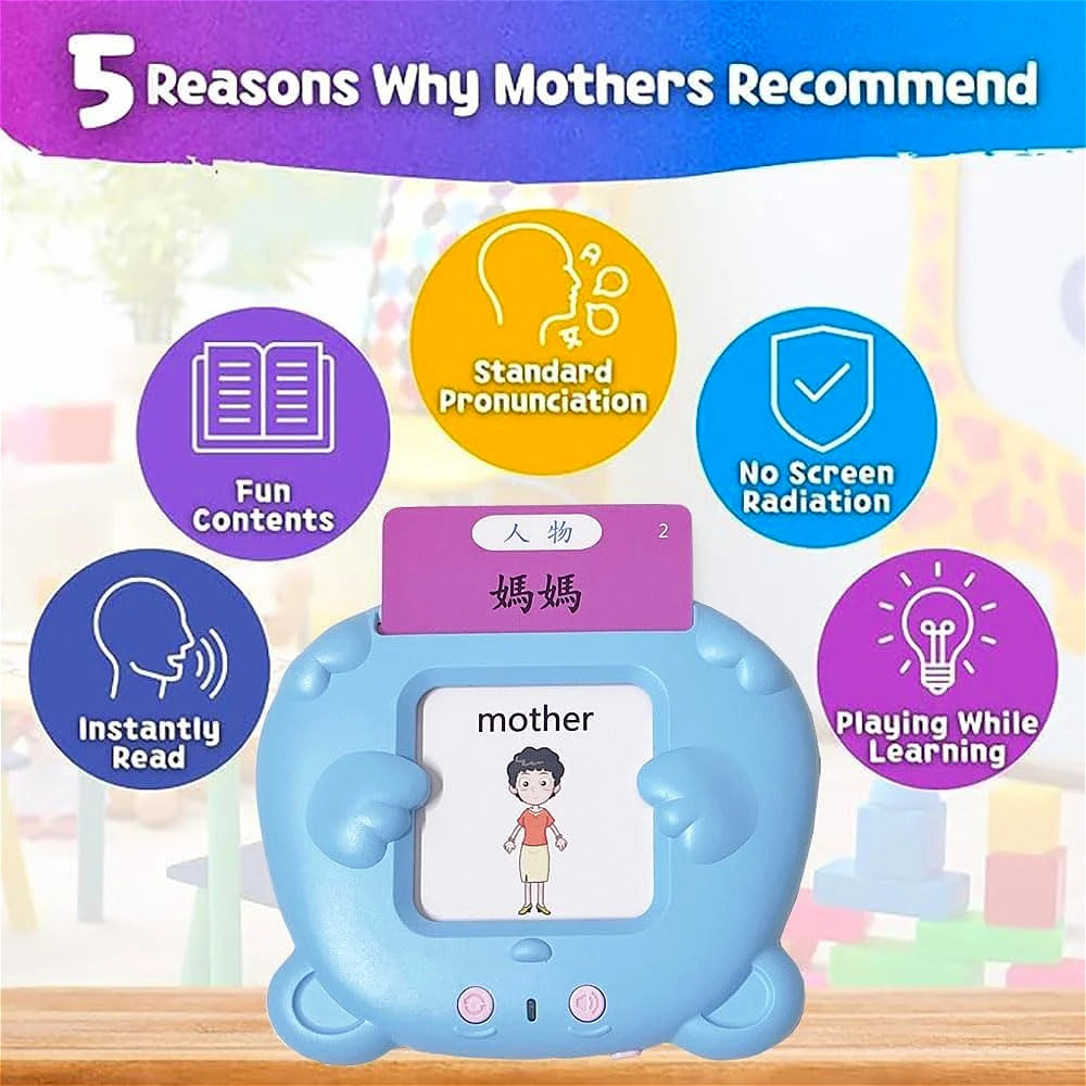 Cantonese Mandarin English Talking Flash Cards, Trilingual Learning Flashcard Toys for Toddlers, 510 Sight Words, Birthday Gift