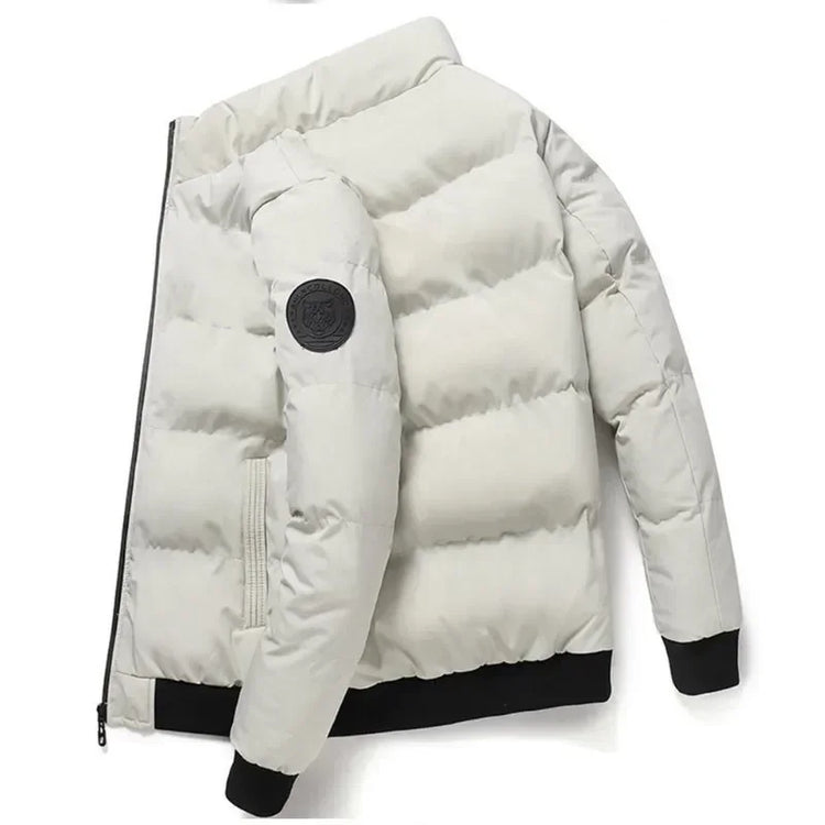 Short Thick Warm Jacket Men Fall Winter Printed Zip Windproof Outdoor Casual Outerwear M-5XL