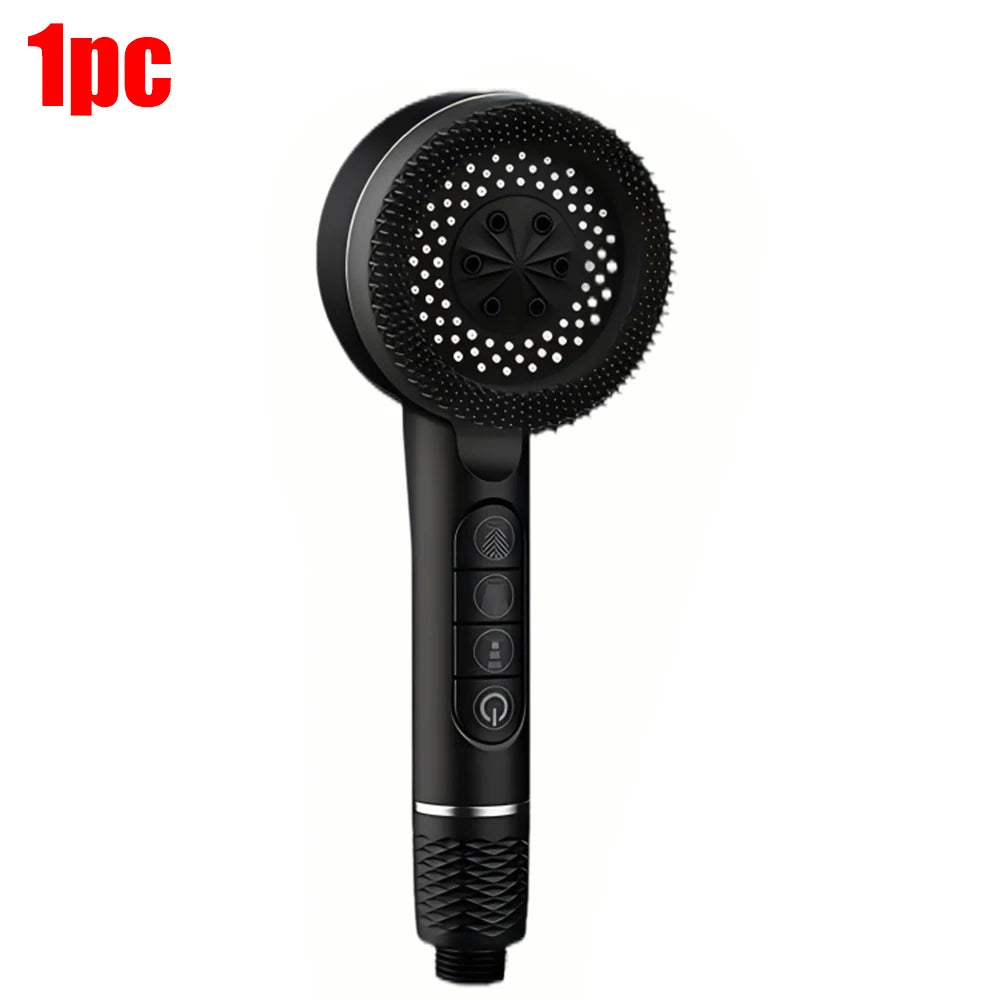 4 Modes Self-cleaning Shower Head with Silicone Brush One-Key Stop Water Massage High Pressure ABS Showerhead with Filter