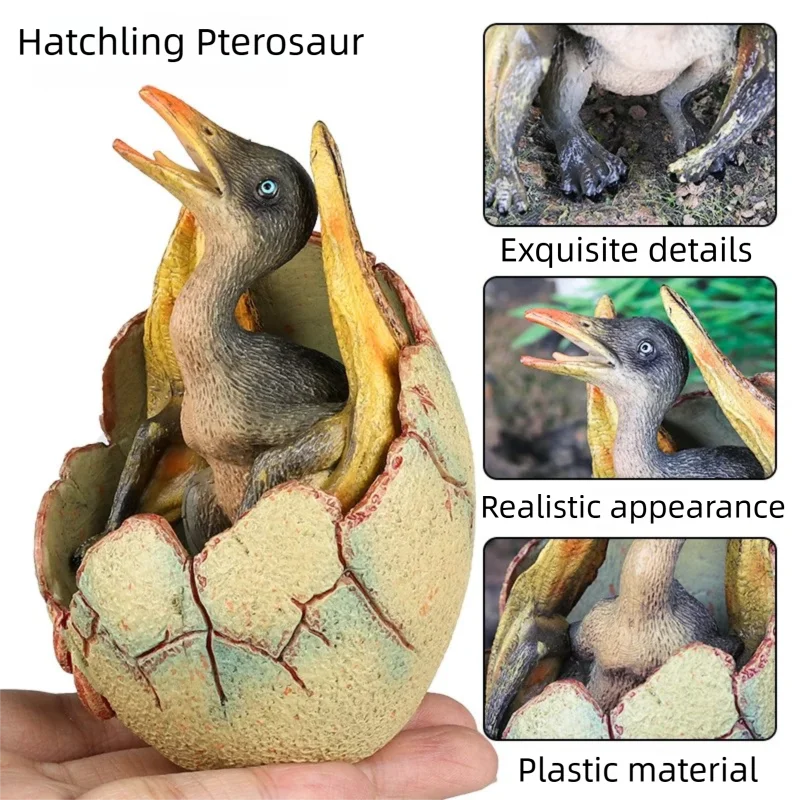 Realistic Hatching Dinosaur Egg Model T-Rex Spinosaurus Velociraptor Pterosaur Figurine Statue Home Decor Collection Ornaments