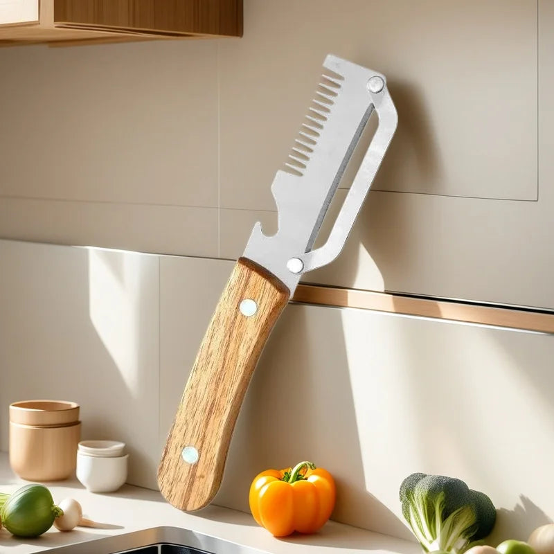 2PC Set Kitchen Peeler Stainless Steel Vegetable Peeler Wooden Handle For Peeling And Slicing Fruits And Vegetables Kitchen Tool