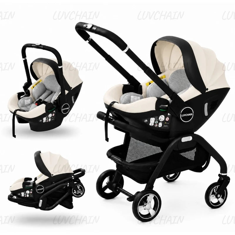 3-in-1 Baby Stroller, Baby Safety Seat, Newborn Sleeping Basket, Portable with 5 Color Choices Suitable for Ages 0-3