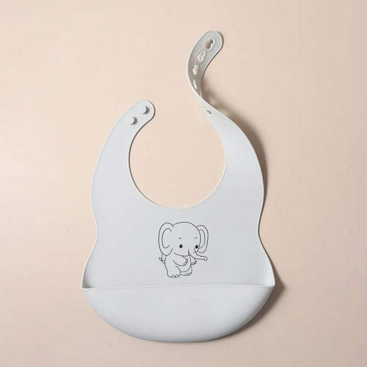 Custom Silicone Baby Bib with Name & Cartoon Print Pattern Food-Grade Solid Feeding Bib DZ13