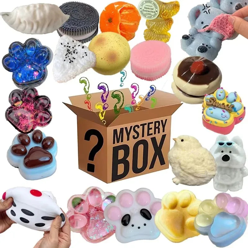 100+ Pieces Assorted Squishy Figures Blind Box Surprise Toys Slow Rising Soft Fidget Toys Featuring Giant Gorilla Moai Head gift