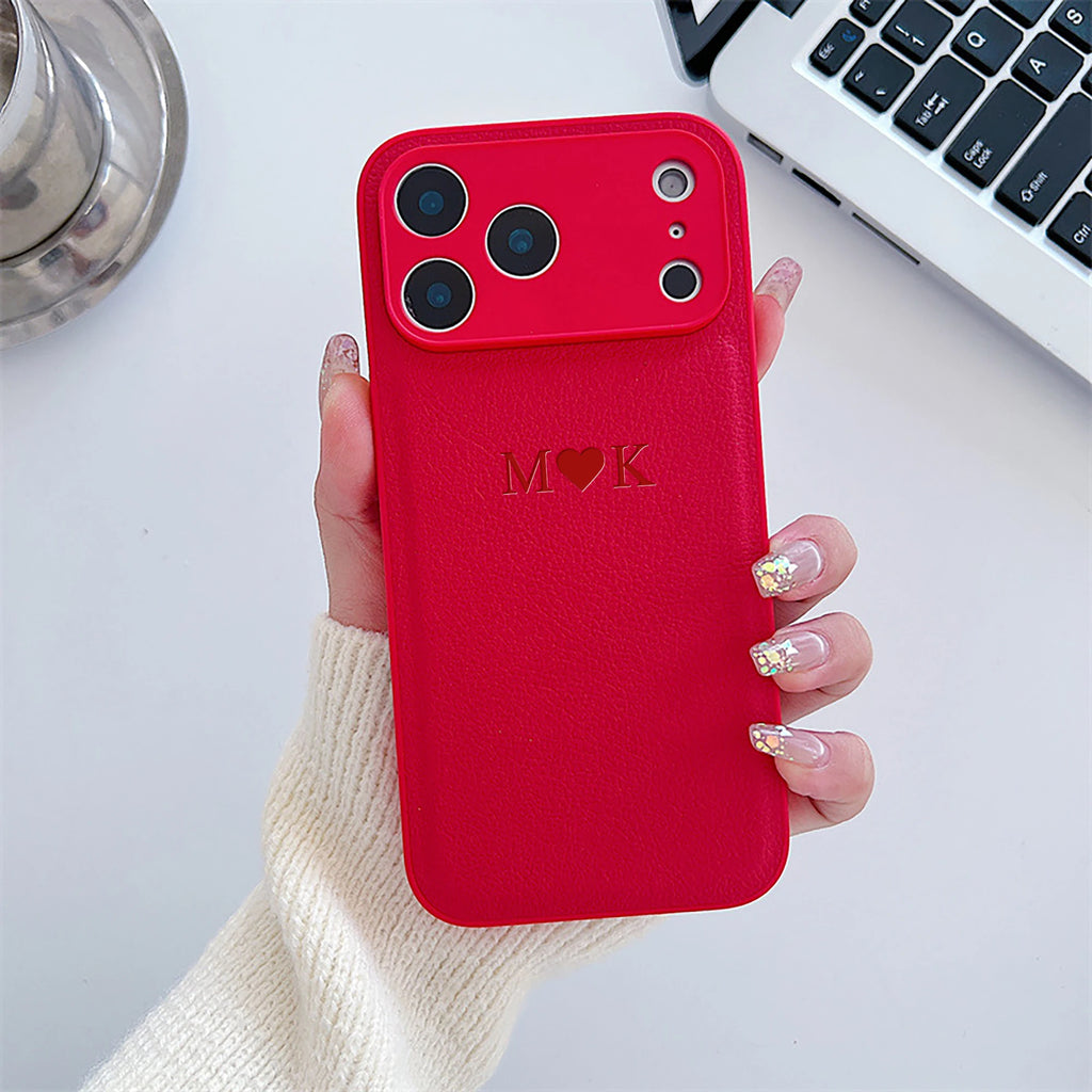 Personalized Luxury Customized Name 3D DIY Hot Engrave Faux Leather Phone Case For IPhone18 17 16 15 14 13 Pro Max Plus Air