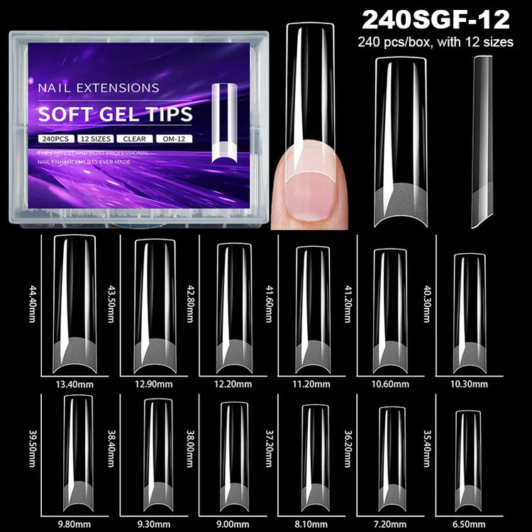 Luxury False Nail Tips Soft Gel Fingertip Semi-matte Capsules Almond French Coffin Full Cover Artificial Fake Nails Extension