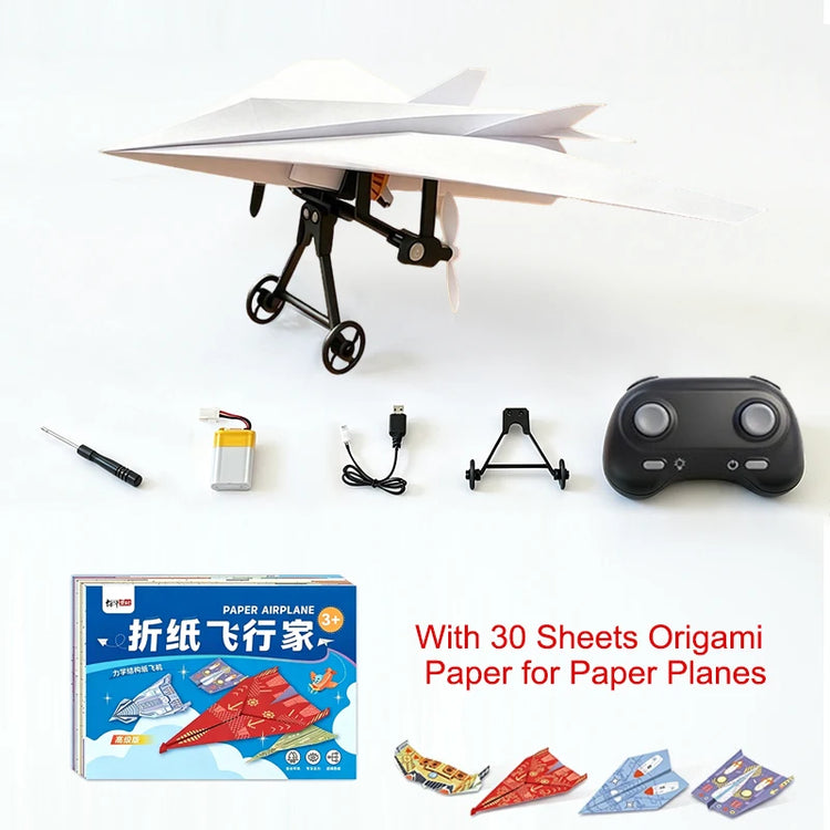 DIY Remote Control Paper Airplane Electric Power Kit Diy Foldable Long Range Stable Flight Ultra Lightweight Plane Outdoor Toy
