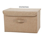 Washable Cotton Linen Fabric Folding CD Storage Box Foldable Bins Toys Organizer With Lid Storage Basket Laundry Basket