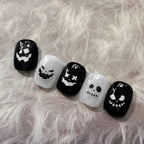 Wicked Pumpkin Expression Horror Face Dark Halloween Metallic Flat Cute Spooky Adhesive Nail Charms Art Sticker Manicure Decals