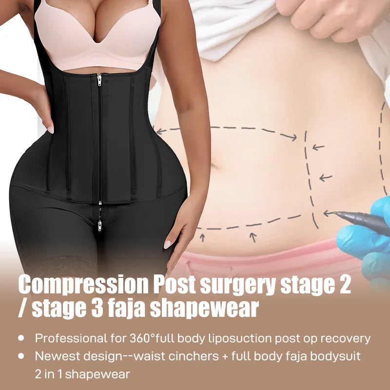 Fajas Colombian Girdle XXS Bodysuits Shapewear Control Panties High Compression Waist Trainer Corset Slimming Sheath Body Shaper