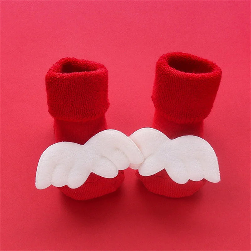 Baby Boys Girls Christmas Red Socks Spring Autumn Winter Anti Slip Cotton Soft Cartoon Floor Sock with Santa Claus Snowman Decor