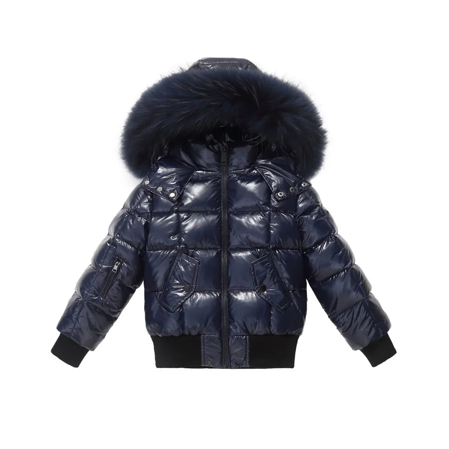 AP winter children coats waterproof shine fabric and filling  white duck down girls boys outerwear