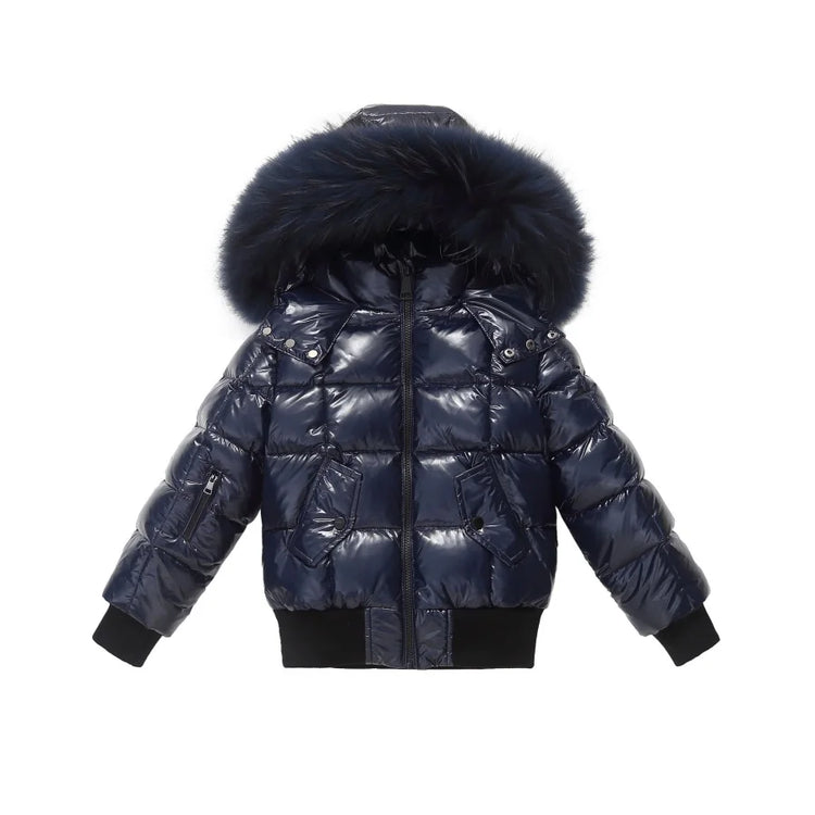 AP winter children coats waterproof shine fabric and filling  white duck down girls boys outerwear