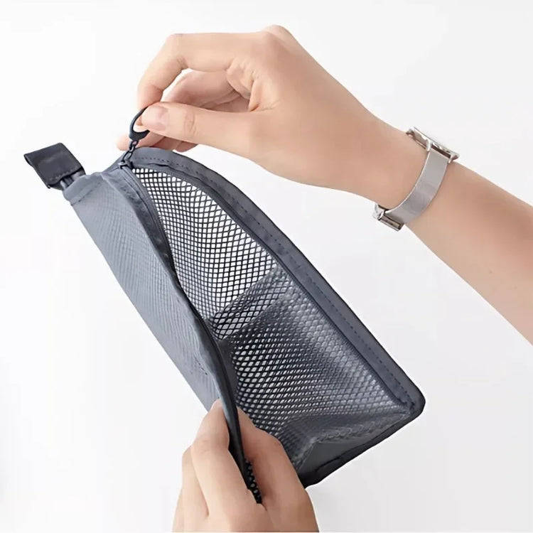 Standing Mesh Toiletry Bag Portable EVA Waterproof Travel Foldable Toothbrush Cosmetic Organizer Women Bathroom Storage Pouch