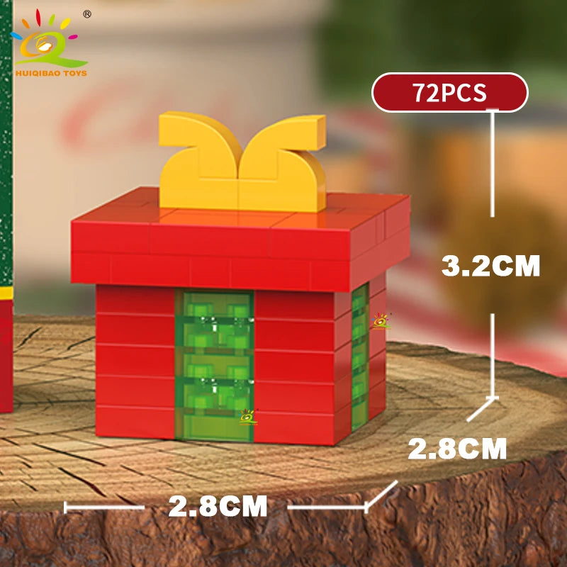 HUIQIBAO Christmas Mini Building Blocks Set DIY Santa Claus Xmas Tree Snowman House Ornament Kid Educational Assembly Toy
