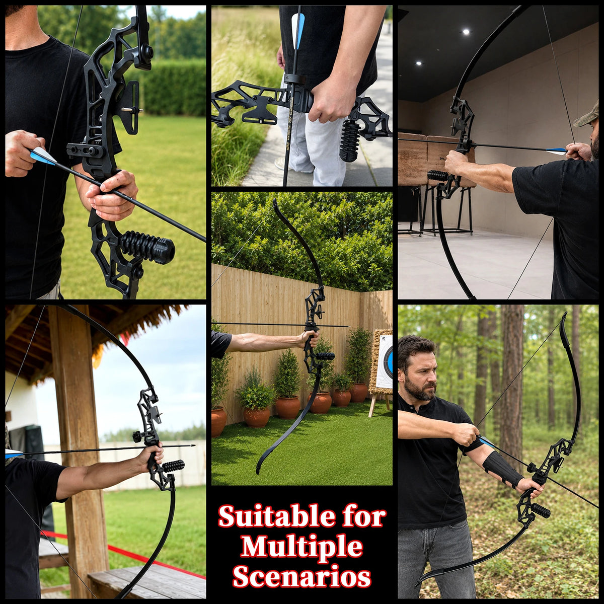 Metal Riser Recurve Bow Set for Adults, 20-40lb Aluminum Takedown Bow, Ambidextrous Competition Target Bow Kit, Ships from US