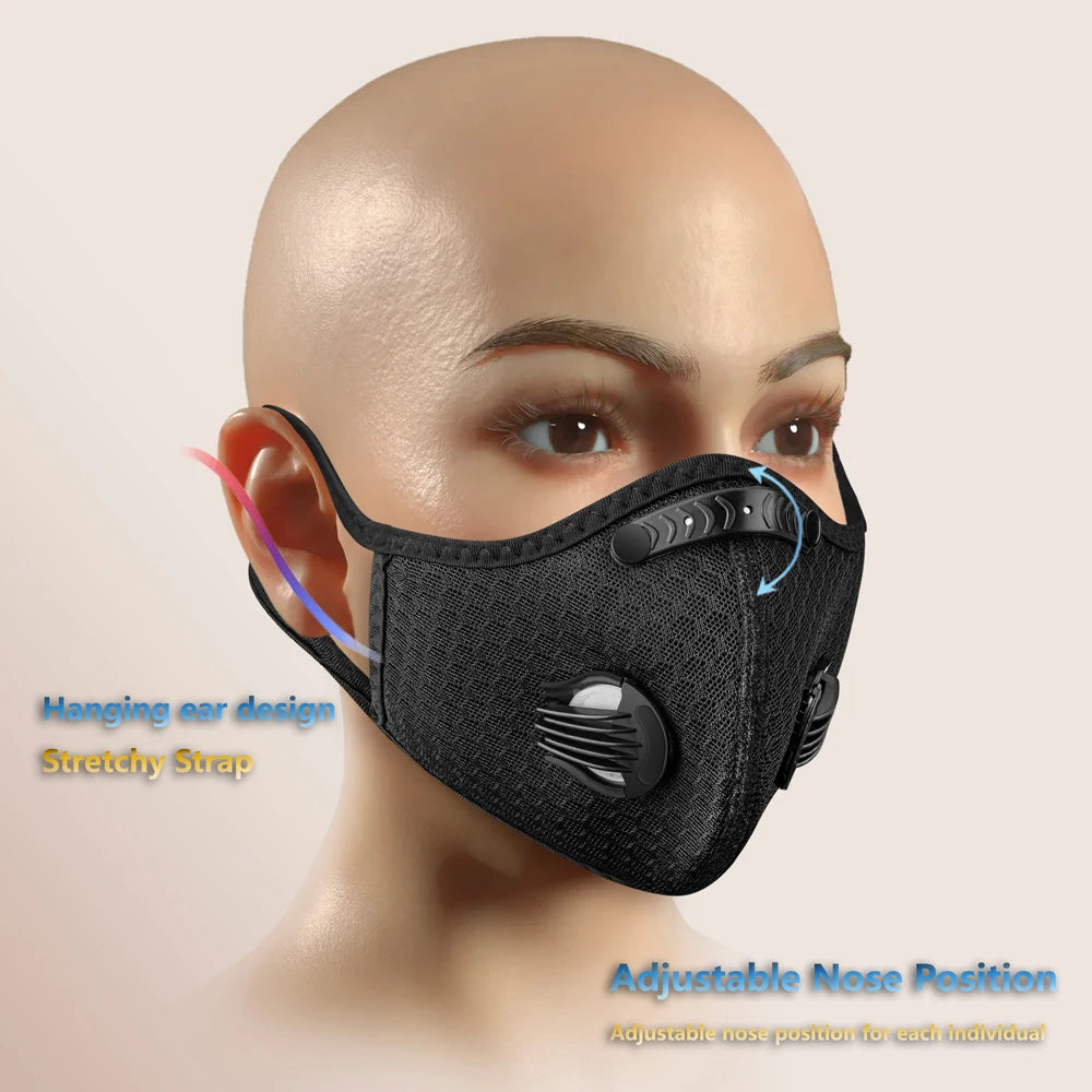 SHIZIWANGRI Cycling Face Mask Sport Washable Reusable with Filter Dust Mask Facemask for Men Bandana Actived Carbon Filters