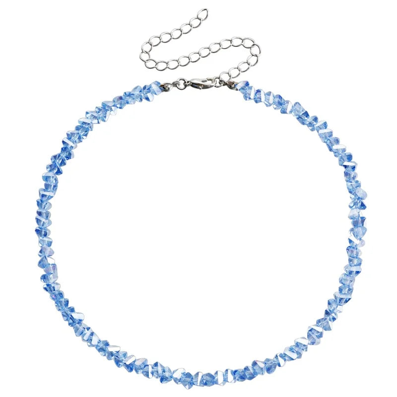 Transparent Crystal Irregular Beaded Choker Necklace for Women Korean Collarbone Clavicle Chain on the Neck Collar Jewelry