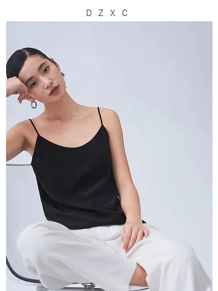 Women's 100% Mulberry Silk Camisole, Suitable for Wearing Outside or as an Inner Layer, with Adjustable Shoulder Straps