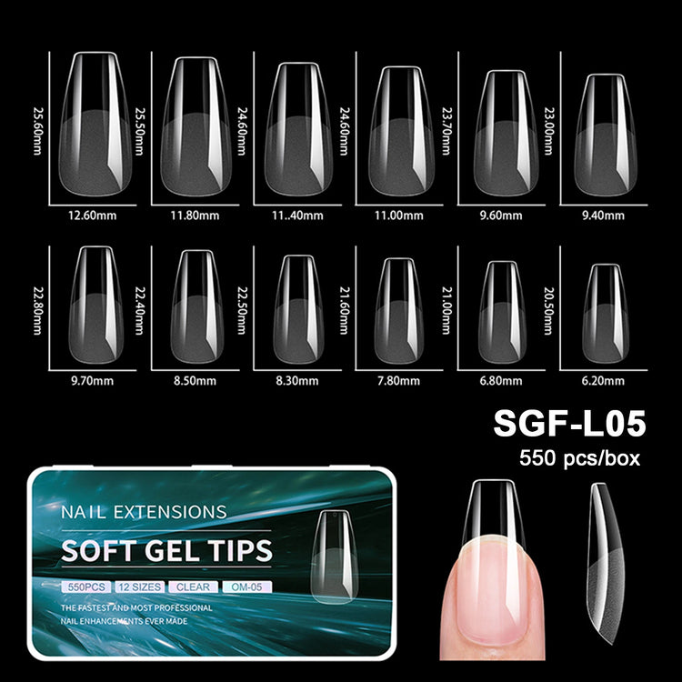 Luxury False Nail Tips Soft Gel Fingertip Semi-matte Capsules Almond French Coffin Full Cover Artificial Fake Nails Extension