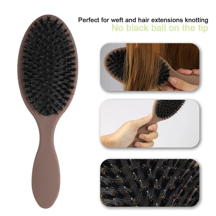 ARLANY Matte Boar Bristle Hair Brush Kit Nylon Teeth Hair Extension Brush Women Cushion Brush Hair Styling Smoothing Detangling