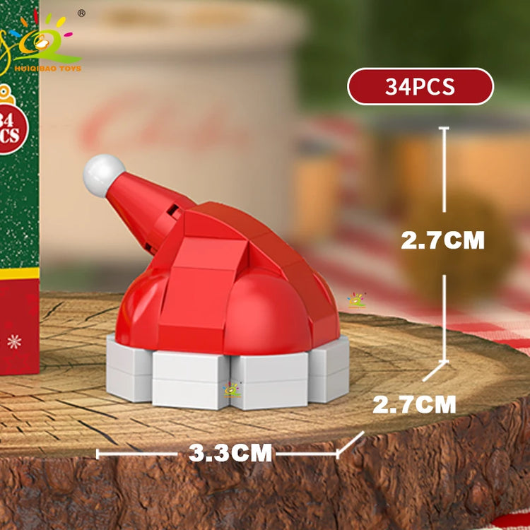 HUIQIBAO Christmas Mini Building Blocks Set DIY Santa Claus Xmas Tree Snowman House Ornament Kid Educational Assembly Toy