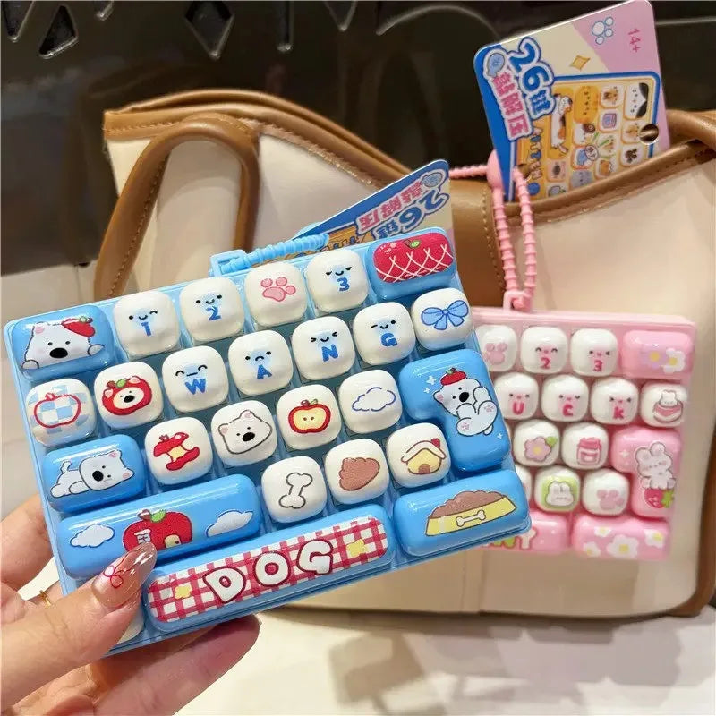 In Stock /26Grid Keycap /;Clicker Anti Stress Fidget Keyboard Keychain Decompression Button Cartoon Party Favor Gift 26구 키캡 키링