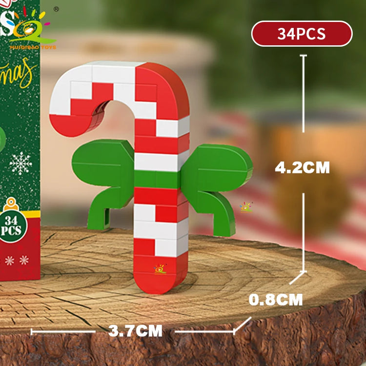 HUIQIBAO Christmas Mini Building Blocks Set DIY Santa Claus Xmas Tree Snowman House Ornament Kid Educational Assembly Toy