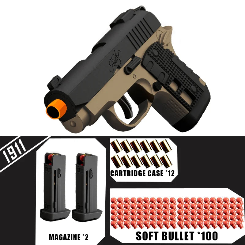 Pocket 1911 New Toy Gun Soft Bullet Gun Pistol [Upgraded Version Of Continuous] Continuous Bullet Change Shell Throwing Revolver