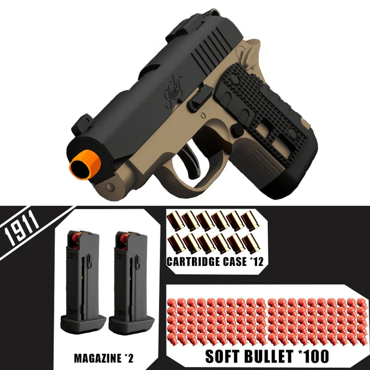 Pocket 1911 New Toy Gun Soft Bullet Gun Pistol [Upgraded Version Of Continuous] Continuous Bullet Change Shell Throwing Revolver