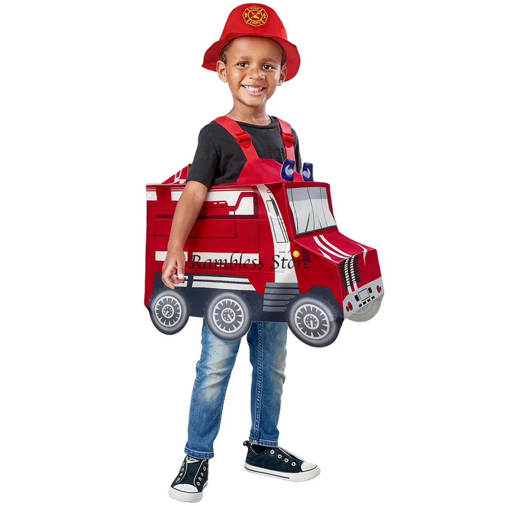Children Happy Day Festival Cars Cosplay Jumpsuit Police Car Fire Truck Ambulance Cosplay Costumes for Kids Performance Wear