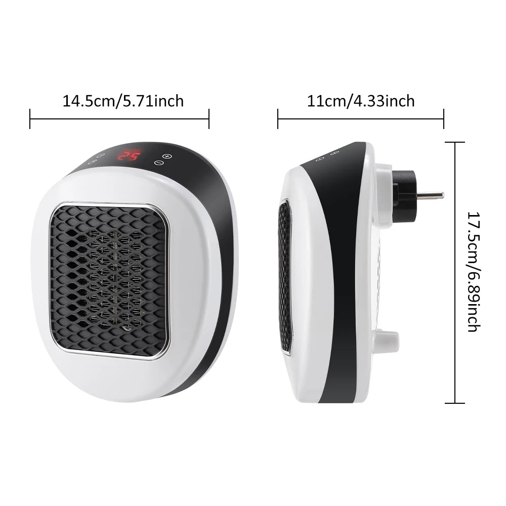 Electric Heater Wall Outlet Plug Space Heater with Remote Control PTC Fast Heating for Bedroom Office RV