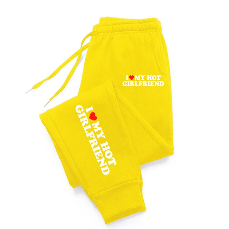 I Love My Hot Girlfriend Printing  Sweatpant Creative Fleece Sportpants Female Autumn Fashion Sweatpants For Women Sportswear