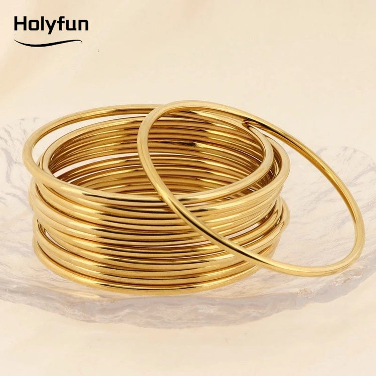 Fadeless Stainless Steel Bangle Bracelet For Women Non Fading Circular Minimalist Women's Hand Bracelets Woman Luxury Jewelry