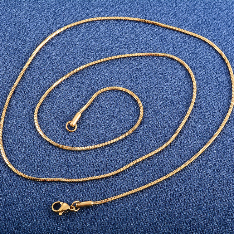 Stainless Steel Square Snake Chain Long Necklace for Women Men Choker on the Neck Collar Gold/Silver Color Jewelry Accessories