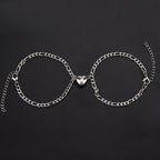 2Pcs/set Magnet Couple Bracelets Heart Attraction Bracelet Stainless Steel Charm Simple Cuban Chains Key Lock Jewelry Gifts
