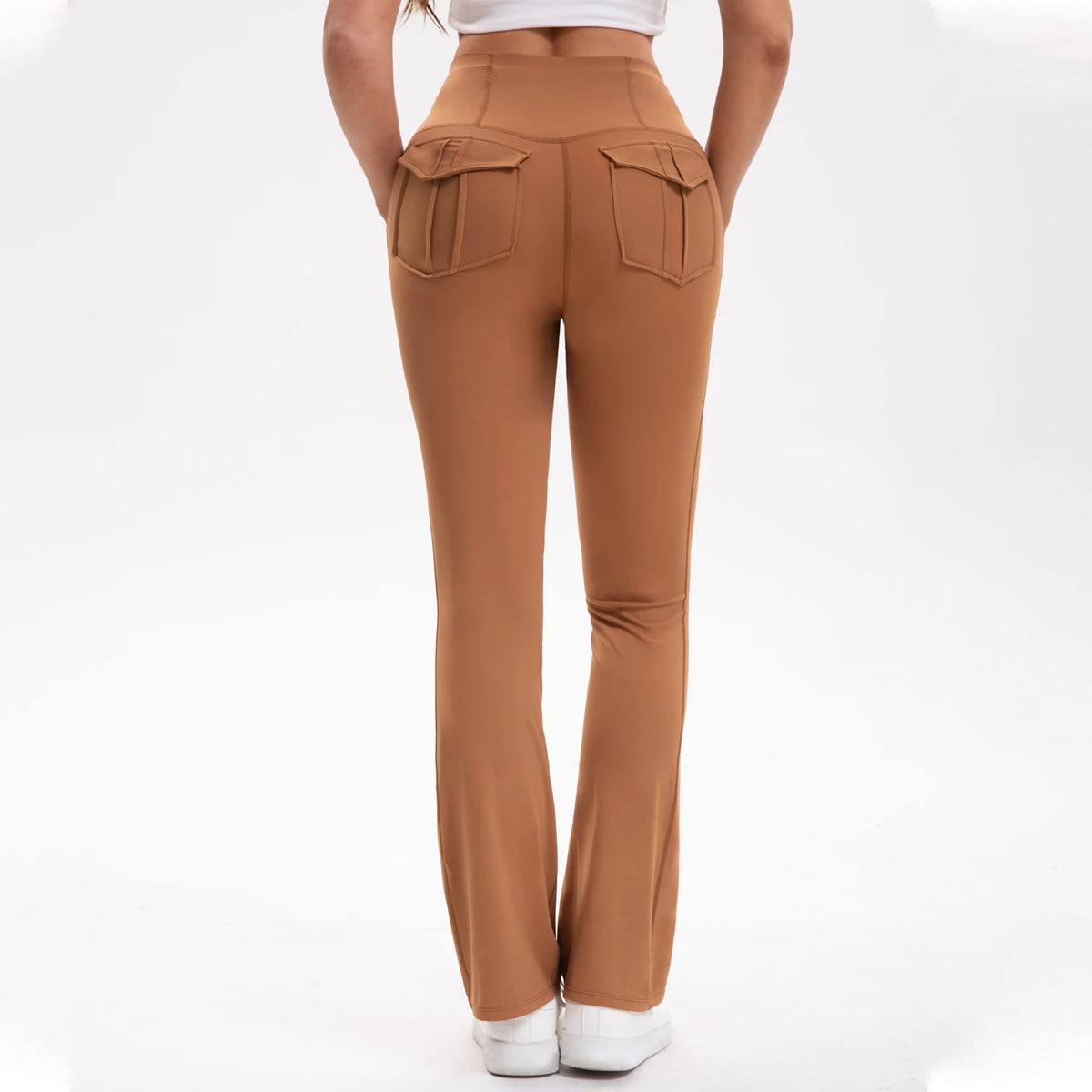 Women's High Waisted Flared Yoga Pants with Pockets Tummy Control Bootcut Leggings for Gym Fitness Casual Wear