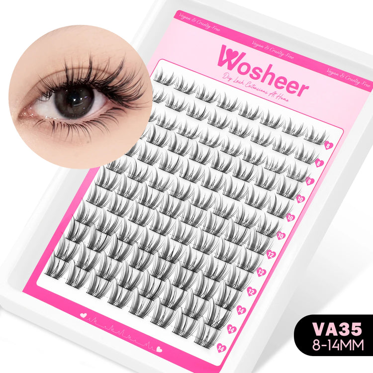 WOSHEER Lash Clusters Manga Lash Clusters Kit Clear Fairy Eyelash Clusters Wet-Look Spiky Anime Lashes Individual Lashes