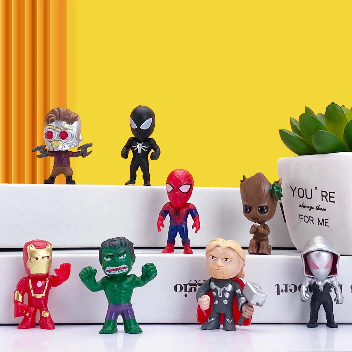 20pcs/set Marvel Avengers Hulk Thor Spider Man venom Captain Decoration action Figure Capsule Toys for kids Xmas Gift