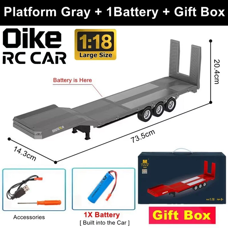 Remote Control Truck HUINA 1501 4WD RC Semi Trailer Car Heavy Duty Tractor with Light Sound 4X4 Off Road Tank Vehicle Model Toy