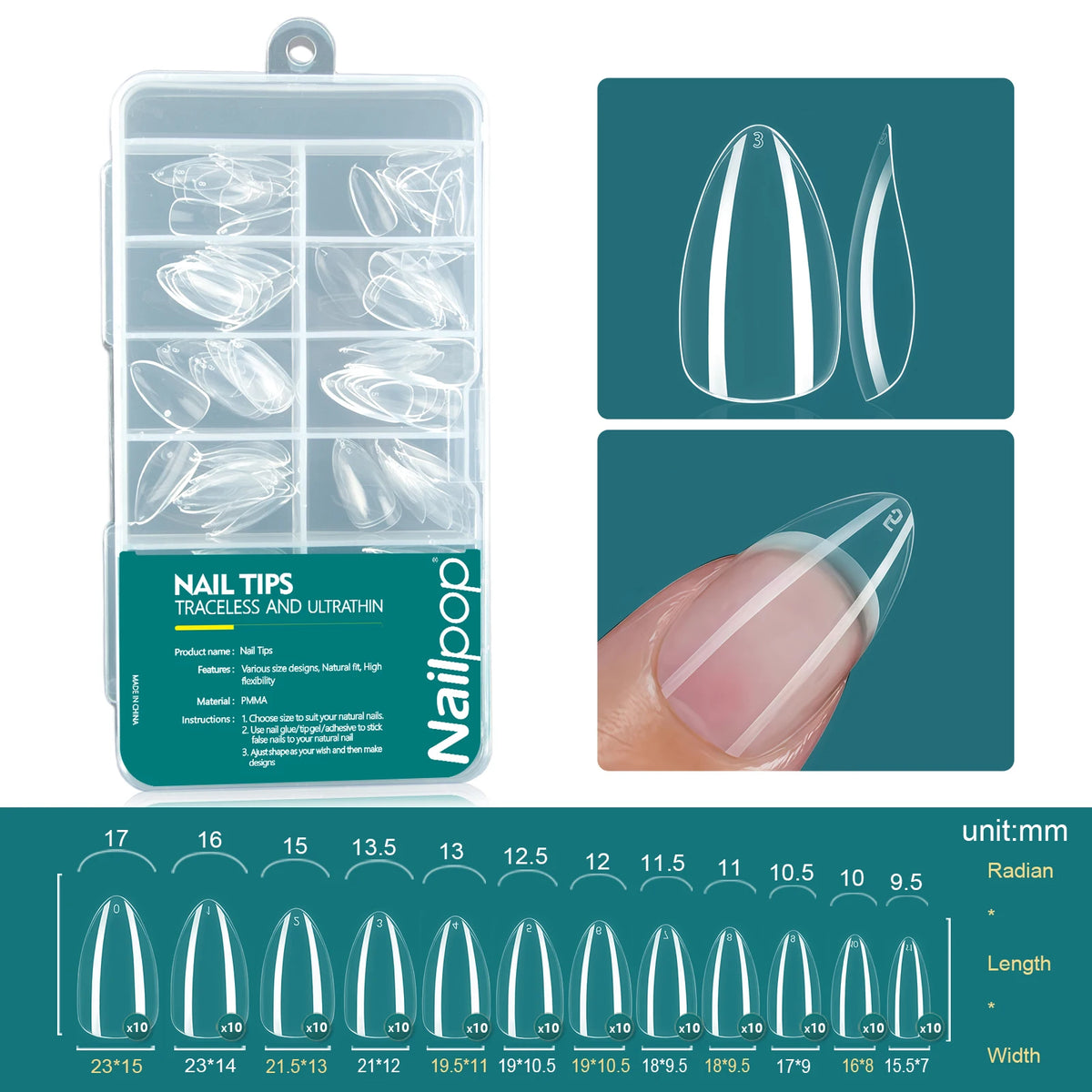 Nailpop 120pcs Acrylic Nails Fake Capsule Short Almond Coffin Square Artificial Nail Extension Soft Gel Tips Accessories Tools
