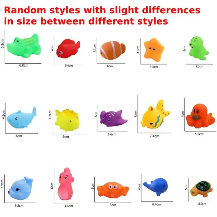 Bath Toys Rubber Sea Animals Toy 10pcs Squeaky Bathtub Floating Toys for Toddler Kids Preschool Water Play Pool Party Decoration
