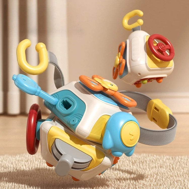 6-in-1 Baby Busy Board Montessori Fidget Sensory Cube for Toddlers & Infants, Educational Learning Toy Develop Fine Motor Skills