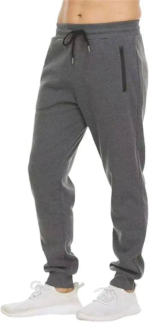 HUGE HILL 3 Pack Men's Fleece Lined Joggers Loose Fit Wide Leg Sweatpants with Zip Pockets S-3XL