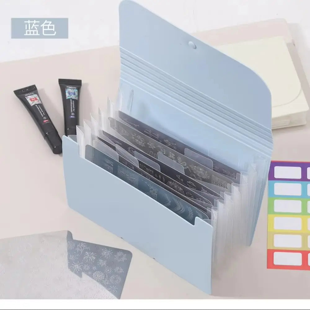 Macaron High-Aesthetic Multi-Layer Accordion File Folder Compact Portable Nail Art Organizer For Nail Stamping Plate Storage